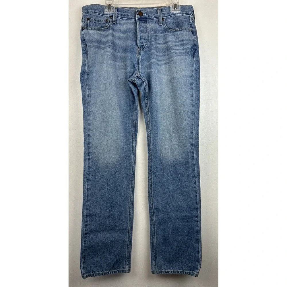Hollister Jeans Mens 34x34 Classic Straight Button Fly 100% Cotton Blue Read